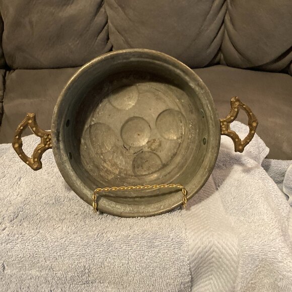 VTG 1930's Copper Escargot/Egg Poacher Pan with Brass Handles-France-6.5" D-GUC - Picture 8 of 9